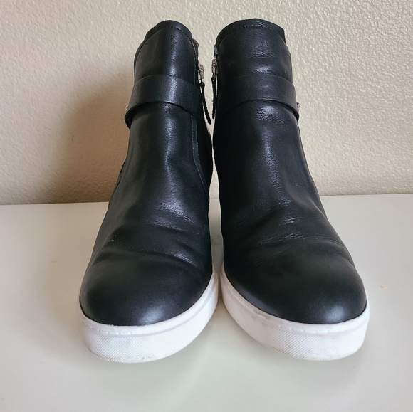 linea paolo freshton wedge high top sneaker booties leather black size 11 - Picture 4 of 7